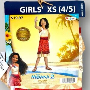 Halloween Costume Disney Moana 2 Girls Classic Dress Costume Girls XS (4/5) NEW!